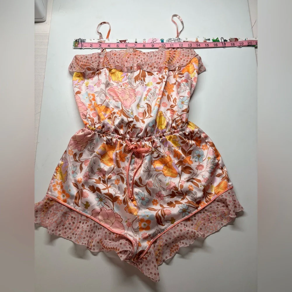 Victoria’s Secret Satin Floral Ruffle Romper - XS - Boho Cottagecore